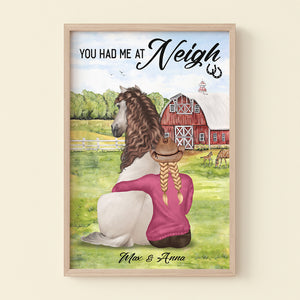 Horse You Had Me At Neigh Personalized Canvas Print For Horse Lover - Poster & Canvas - GoDuckee