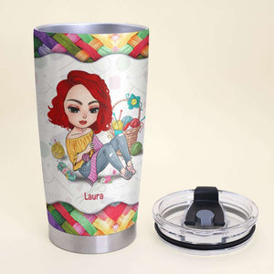 Knitting Girl Check My Tension, Personalized Tumbler, Gifts for Knitting Lovers - Tumbler Cup - GoDuckee