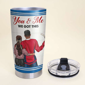 Personalized Hockey Couple Tumbler Cup - I Love You To The Rink and Back - Gift for Him/Her - Couple Shoulder to Shoulder - Tumbler Cup - GoDuckee