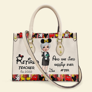 And She Lived Happily Ever After Personalized Retired Teacher Leather Bag Gift For Teacher - Leather Bag - GoDuckee