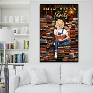 Just A Girl Who Loves Books Personalized Book Canvas Printed, Gift For Book Lovers - Poster & Canvas - GoDuckee