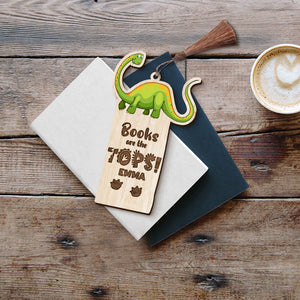 Books Are The Tops Personalized Dinosaur Wooden Bookmark Gift For Book Lovers - Bookmarks - GoDuckee