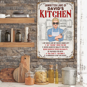 Unwritten Laws of My Kitchen, Personalized Metal Sign, Gifts for Chef - Metal Wall Art - GoDuckee