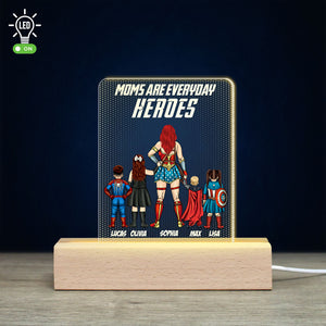 Mom PW-03NATI200223TM Personalized 3D Led Light Wooden Base - Led Night Light - GoDuckee