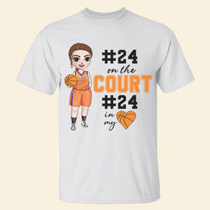 Basketball Mom On The Court - In My Heart - Personalized Shirts - Gift for Basketball Mom/Wife - Shirts - GoDuckee