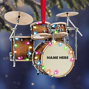 Drum Kit with Christmas Lights Personalized Christmas Ornament - Ornament - GoDuckee
