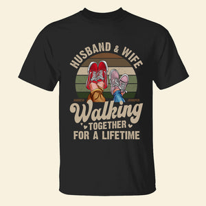 Husband and Wife Walking Together Personalized Shirt, Gift For Couple - Shirts - GoDuckee