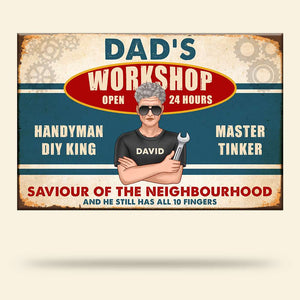 Personalized Fixing Dad Metal Sign - Saviour of The Neighbourhood - Metal Wall Art - GoDuckee