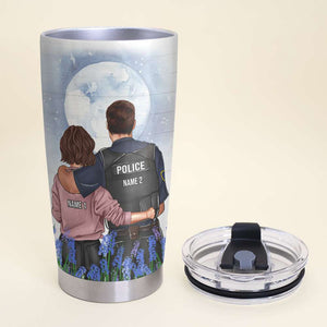 Personalized Police Couple Tumbler - I Love My Police Office To The Moon and Back - Tumbler Cup - GoDuckee