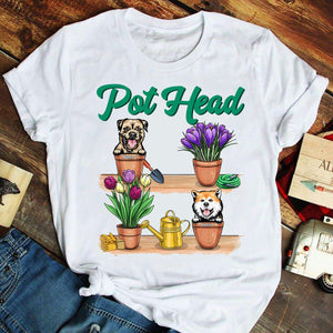 Personalized Dog Lover Shirts Gardening Pot Head, Custom Dog Breeds - Shirts - GoDuckee