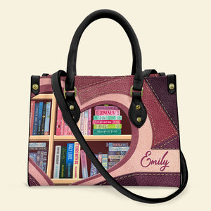 Custom Book Titles Leather Bag, Gift For Book Lovers - Leather Bag - GoDuckee