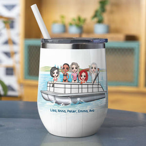 Personalized Pontoon Besties Dolls Wine Tumbler - You Are Only The Drinks You Mix And The Friends You Roll - Wine Tumbler - GoDuckee