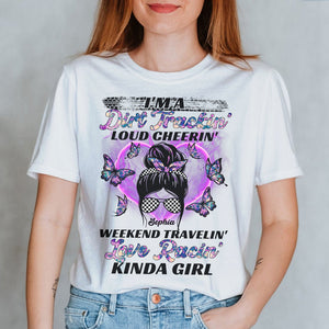 Personalized Gifts Ideas For Dirt Track Racing Girl I'm a Dirt Trackin' Loud Cheerin' Weekend Travelin' Love Racin' Kinda Girl Custom Shirts - Shirts - GoDuckee