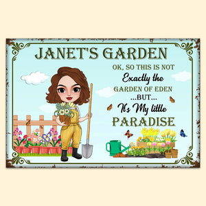 This Is Not Exactly The Garden Of Eden But It's My Little Paradise, Personalized Metal Sign, Gift For Gardener - Metal Wall Art - GoDuckee