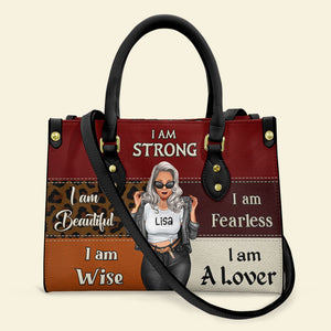 I Am Strong I Am Fearless Personalized Cool Woman Leather Bag, Gift For Her - Leather Bag - GoDuckee