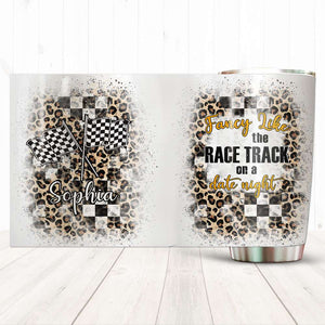Personalized Checkered Racing Tumbler - For Racing Girl Fancy like the race track on a date night - Tumbler Cup - GoDuckee