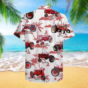 Farmer Hawaiian Shirt - Red Tractors Pattern - Hawaiian Shirts - GoDuckee
