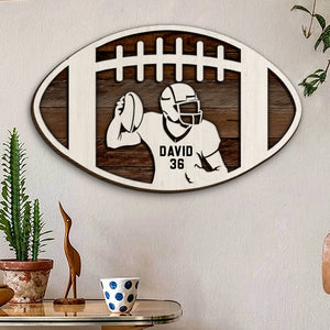American Football with Player Insider - Personalized 3D 2-Layered Wood Art - Gift for Football Players - Wood Sign - GoDuckee