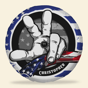 Hand Hold Flag Personalized Off- Road Car Tire Cover, Gift For Car Lovers - Tire Cover - GoDuckee