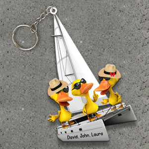 Catamaran Duck - Personalized Duck Couple Keychain - Keychains - GoDuckee