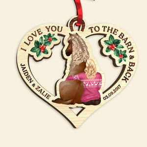 I Love You To The Barn And Back Custom Shape Wood Ornament - Ornament - GoDuckee
