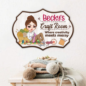 Craft Room Where Creativity Meets Messy Personalized Craft Metal Sign - Metal Wall Art - GoDuckee
