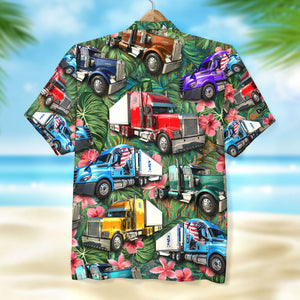 Custom Trucker Hawaiian Shirt, Gift For Trucker Lovers, Tropical Pattern F - Hawaiian Shirts - GoDuckee