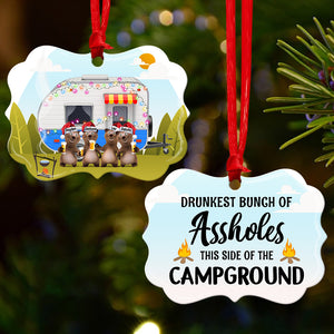 Drunkest Bunch of A**holes Bear - Personalized Ornament Gift for Campers - Ornament - GoDuckee