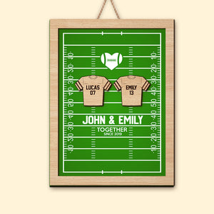 Personalized Football Couple Wood Sign, Gift For Couple - Wood Sign - GoDuckee