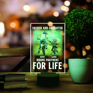 Father and Kid Riding Partners For Life - Personalized Led Night Light - Gift for Dad - Motocross Dad and Kid - Led Night Light - GoDuckee