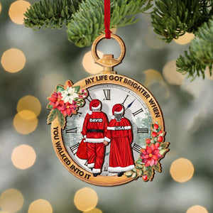 My Life Got Brighter When You Walked Into It, Personalized Wood Ornament Christmas Gift For Old Couple - Ornament - GoDuckee