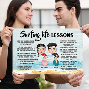 Surfing Life Lessons Personalized Surfing Canvas Print - Poster & Canvas - GoDuckee