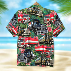 Trucker Hawaiian Shirt, Gift For Trucker Lovers, Tropical Pattern - Hawaiian Shirts - GoDuckee