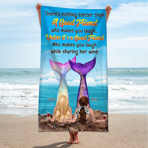 Nothing Better Than A Good Friend - Personalized Mermaid Beach Towel - Gifts For Sister, BFF, Besties - Beach Towel - GoDuckee
