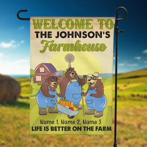 Personalized Gifts For Farmer Life is better on farm Custom Bear Flag - Flag - GoDuckee