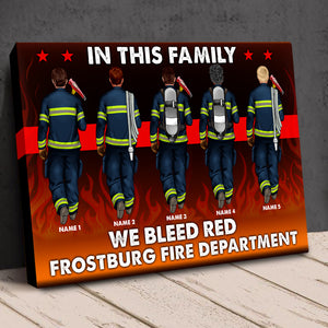 Personalized Firefighter Brother & Sister Poster - In This Family We Bleed Red - Poster & Canvas - GoDuckee