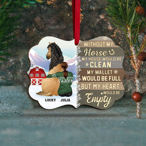 Without My Horse My House Would Be Clean, Personalized Wood Ornament, Christmas Gift For Horse Lovers - Ornament - GoDuckee