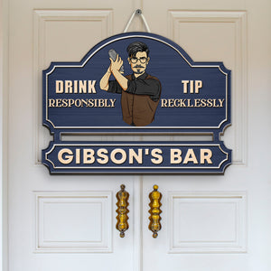 Bartender Drink Responsibly Tip Recklessly - Personalized 3D 2-Layered Wood Art - Gift for Bartenders - Wood Sign - GoDuckee