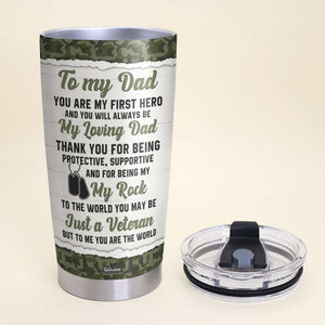 My Loving Dad My Rock My World, Personalized Tumbler, Gifts for Dads, Kid Hugging Dad - Tumbler Cup - GoDuckee
