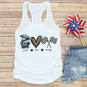 Peace Love Racing, Personalized Shirt, Gift for Motocross Girls - Shirts - GoDuckee