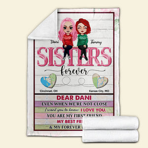 Even When We're Not Close I Want You To Know I Love You Personalized Sisters Blanket, Custom Friend Map - Blanket - GoDuckee
