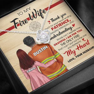Firefighter Wife The Fire You Started In My Heart - Personalized Love Knot Necklace - Gift for Her - Couple Shoulder to Shoulder - Jewelry - GoDuckee