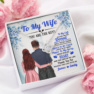 Personalized Police Couple Love Knot Necklace - To My Wife Message Card - Jewelry - GoDuckee