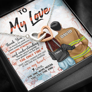 Firefighter To My Love - Personalized Interlocking Hearts Necklace - Jewelry - GoDuckee