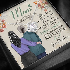 Mom Daughter Be Kind To Yourself - Personalized Love Knot Necklace - Jewelry - GoDuckee