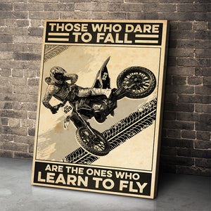 Vintage Motocross Poster - Those Who Dare To Fall - Poster & Canvas - GoDuckee