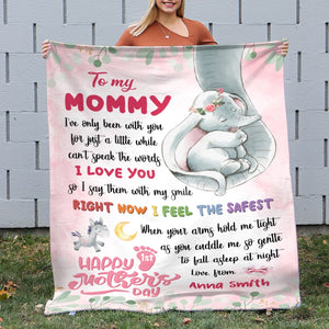 Happy Mother's Day - Elephant New Mom Personalized Pink Blanket - Mother's Day Gift - Mother's Day Blanket - Gift For Mom - Blanket - GoDuckee