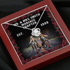 Biker Couple Marriage Chapter - Personalized Love Knot Necklace - Gift for Him/Her - Jewelry - GoDuckee