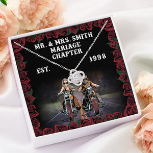 Biker Couple Marriage Chapter - Personalized Love Knot Necklace - Gift for Him/Her - Jewelry - GoDuckee