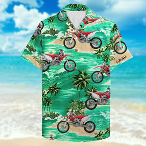 Custom Photo - Motocross Hawaiian Shirt - Coconut Tree Pattern 03 - Hawaiian Shirts - GoDuckee